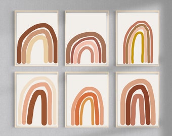 Terracotta Rainbow Wall Art Set — 6 Printable Boho Terracotta Wall Art