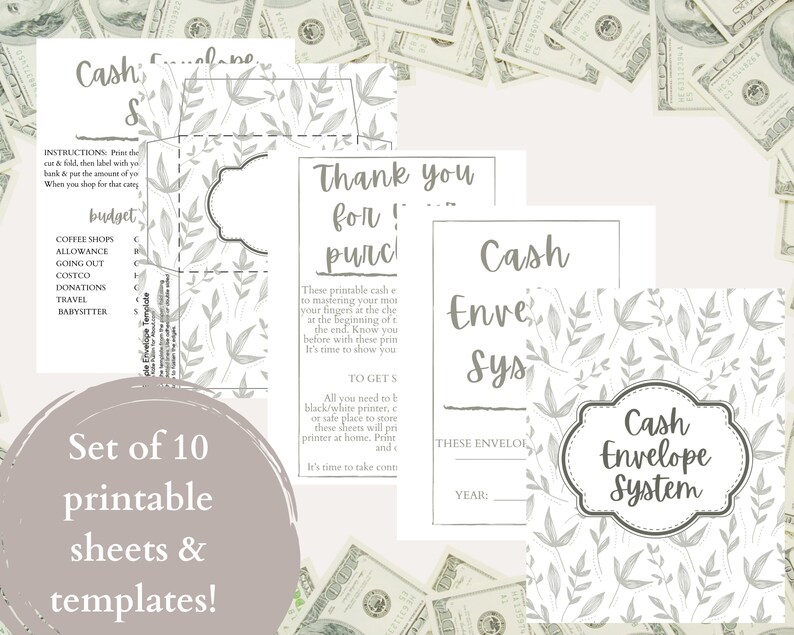 Cash Stuffing Envelope Printable Instant Download Cash Envelope Set