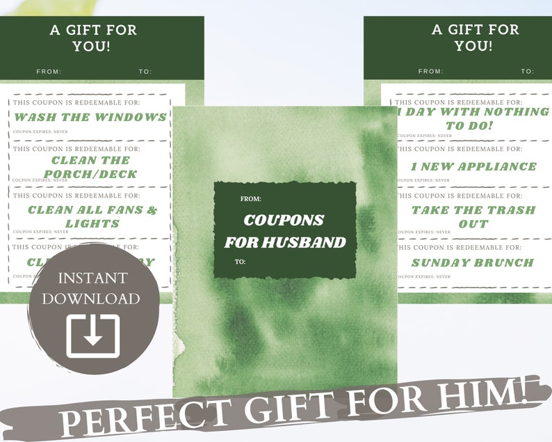 100 Husband Coupons 92 Vouchers with 8 Blank Customizable Coupons & Envelope for Him image 3