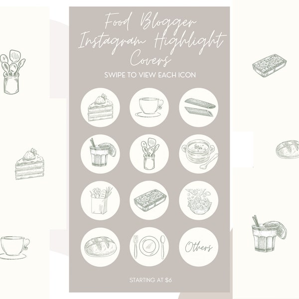 Instagram Highlight Covers Food Blog - Earthy Digital Restaurant Foodie Insta Icons Download