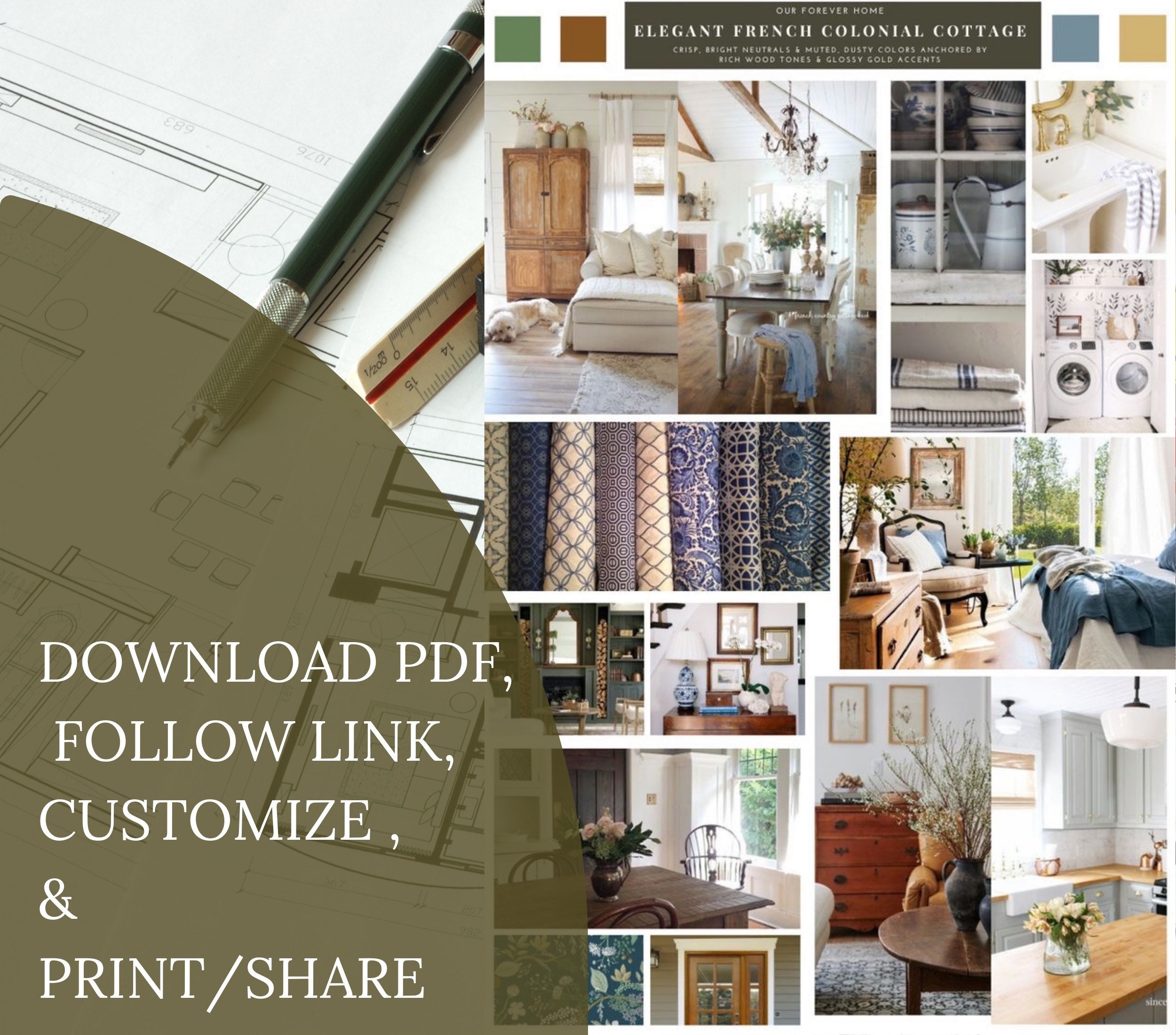 Interior Design Home Vision Board Template — Customizable Canva Home ...