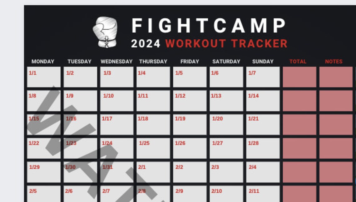 2024 Fightcamp Workout Tracker Etsy