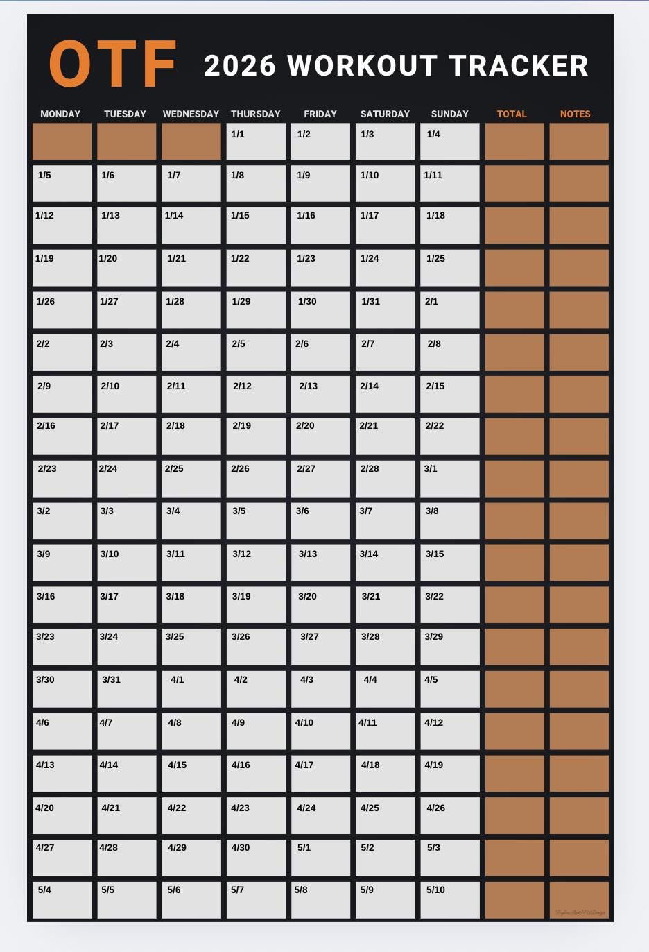 Health Badge Tracker Orangetheory Fitness Challenge Tracker Printable  Health And Fitness Planner Bundle, Diet And Workout, image size:936x1372