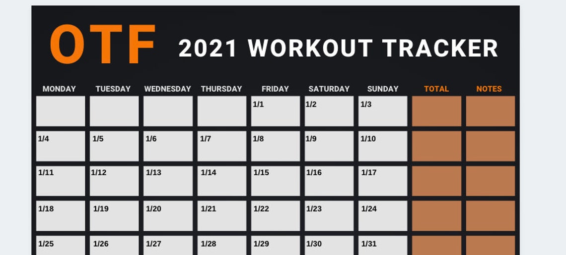 Orange Theory Fitness Tracker 2021 11x17 3 pages Etsy