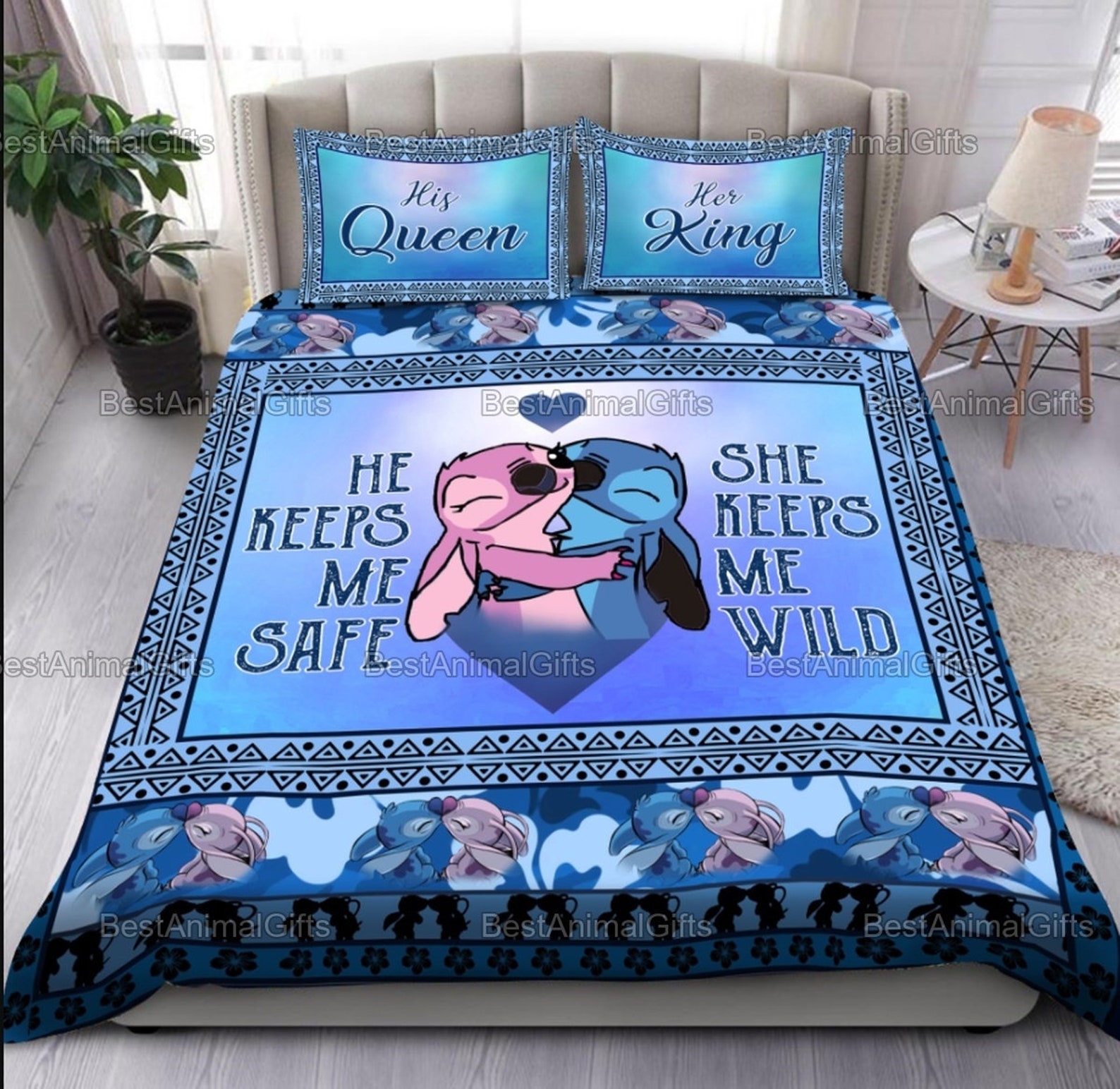 Stitch And Angel Bedding Set And Pillowcase Gift Idea For Etsy
