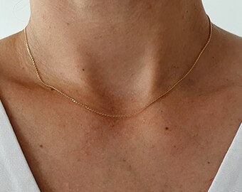 Thin Gold Chain • Layering Chain • Silver Chain Necklace • 16in Gold Chain • 40cm Plain Chain • Minimalist Necklace • N12