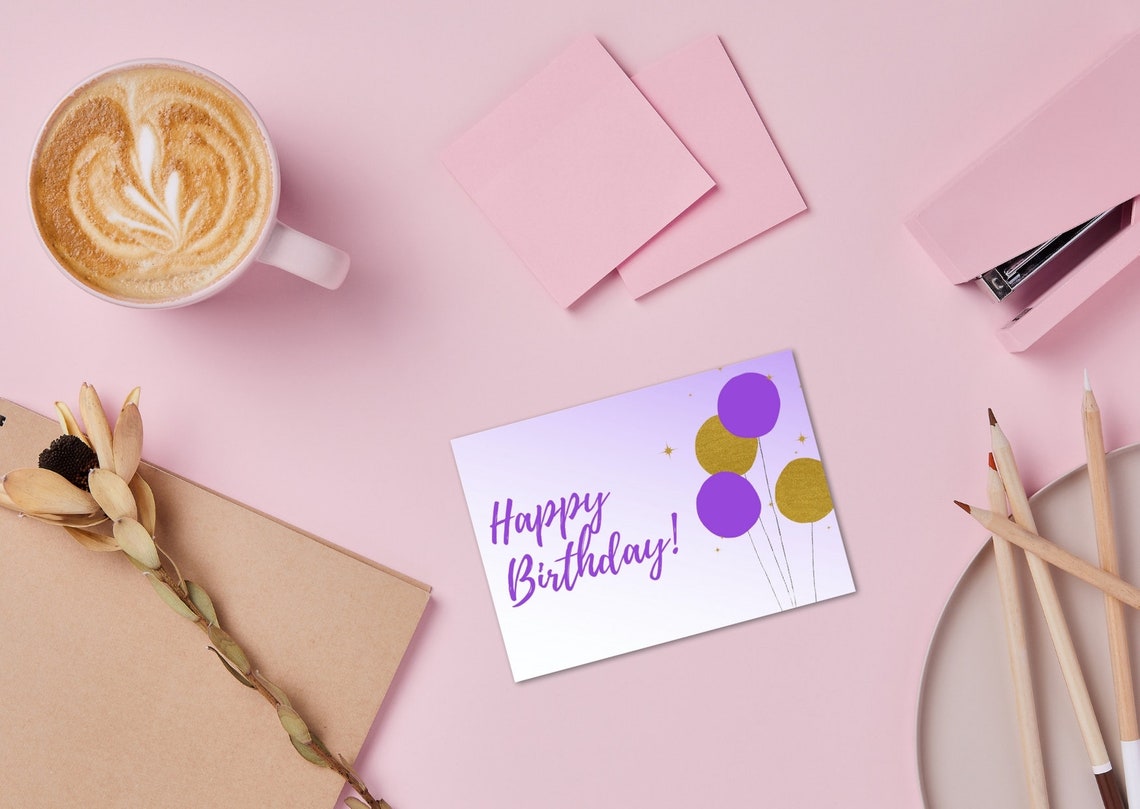 Happy Birthday Postcard Printable Instant Download Print Etsy