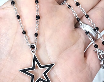 Collar Estrella Whimsigoth: Acero inoxidable. Regalo de joyería alternativa. Gargantilla gótica, alternativa, goblincore (Reino Unido).