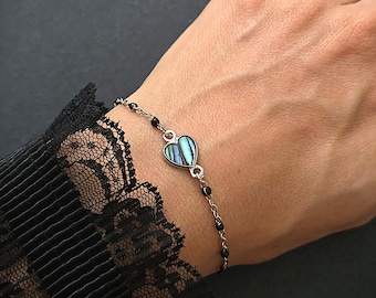 Pulsera gótica de corazón de abulón. Joyería gótica caprichosa. Joyería grunge Y2K, regalo en el Reino Unido.