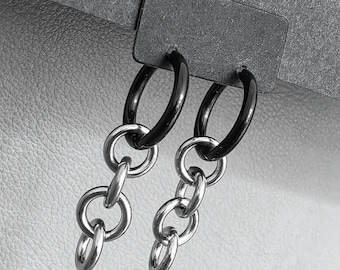 Pendientes góticos de cadena gruesa: acero inoxidable. Aros estilo Whimsigoth. Joyería gótica, grunge, Y2K, punk, alternativa, Reino Unido.