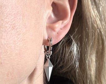 Gothic Earrings: Alternative Jewelry. Stainless Steel Emo Spike Hoops. Goth Alt Jewellery UK