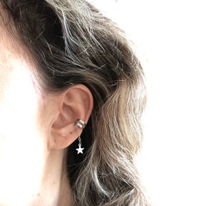 Ear Cuff No Piercing. Star Chain Clip On Earring - Grunge Y2K. Whimsigoth Jewellery. Goth, Gothic, Alt Mens Jewelry. Emo, Witchy Gift UK