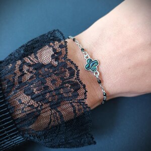 Gothic Abalone Star Bracelet. Whimsical, Y2K Grunge Jewelry Bracelet star clover