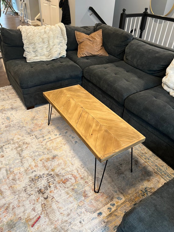 Solid Wood Herringbone Coffee Table Etsy