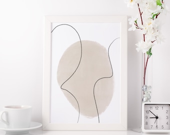 Stampa artistica a linee neutre, decorazione minimalista per la casa (download digitale)