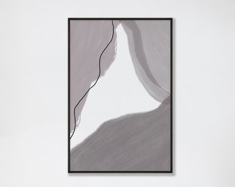 Stampa artistica astratta, decorazione murale contemporanea grigia (download digitale)