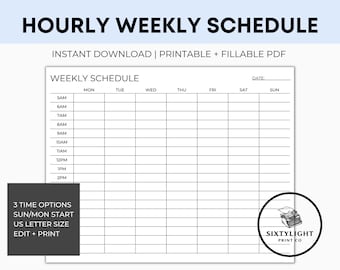 Agenda oraria/settimanale stampabile, design minimalista (PDF)