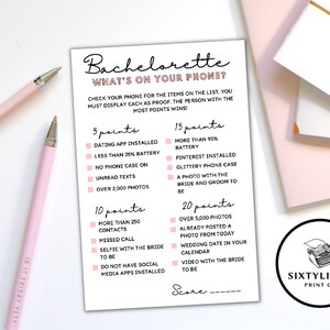 Bachelorette What&#39;s On Your Phone Game, Printable Bachelorette Party Game, Bingo Game, Bachelorette Party Game, Drinking Games