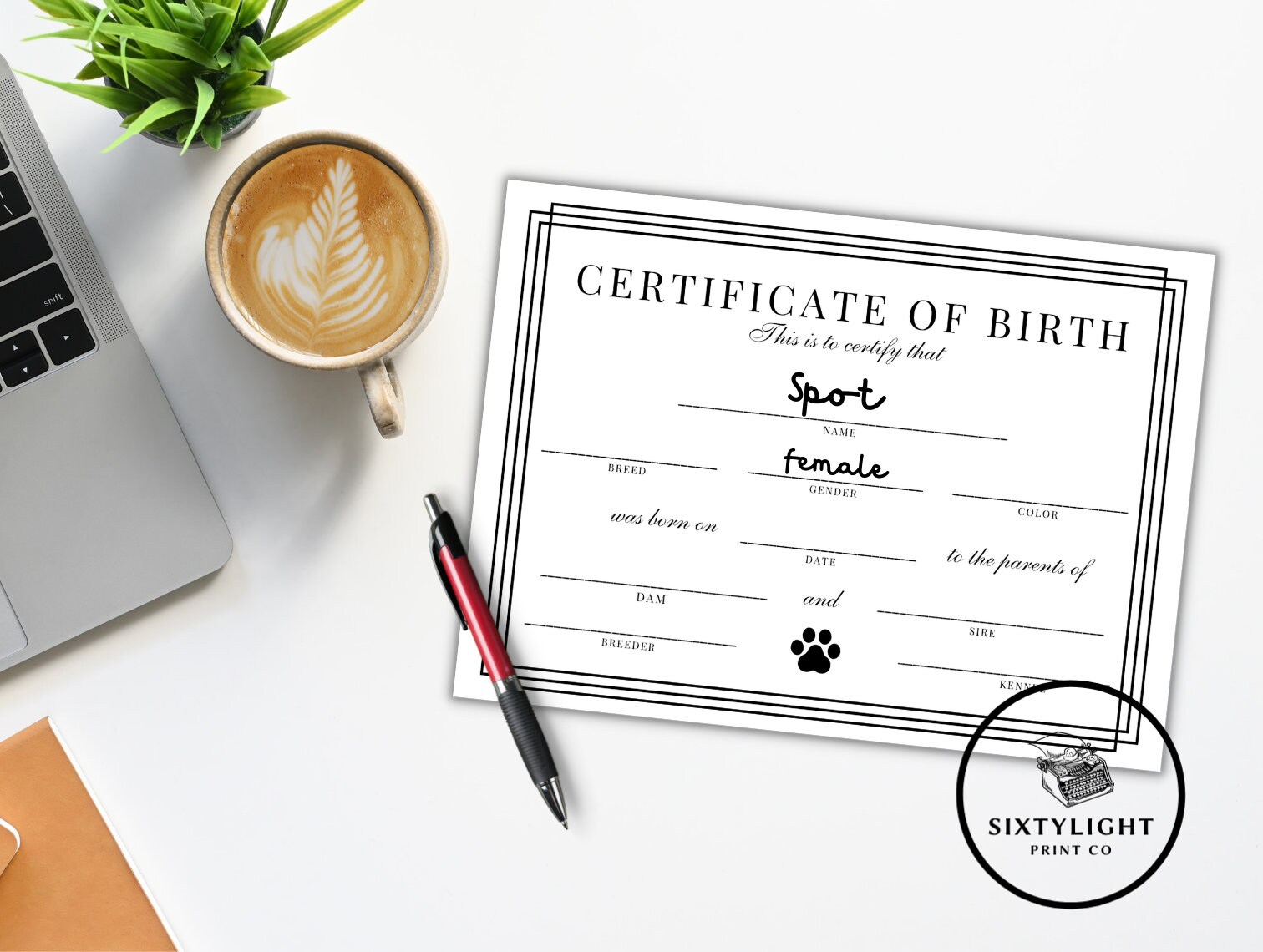 Puppy Birth Certificate Printable Bundle, Breeder Birth Form, Dog Birth ...