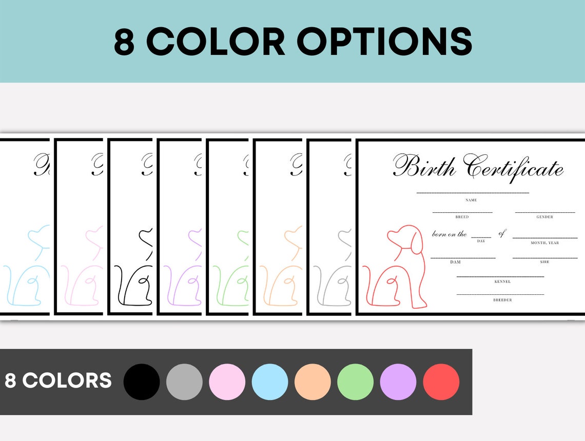 Simple Puppy Birth Certificate Printable, Breeder Birth Form, Dog Birth ...