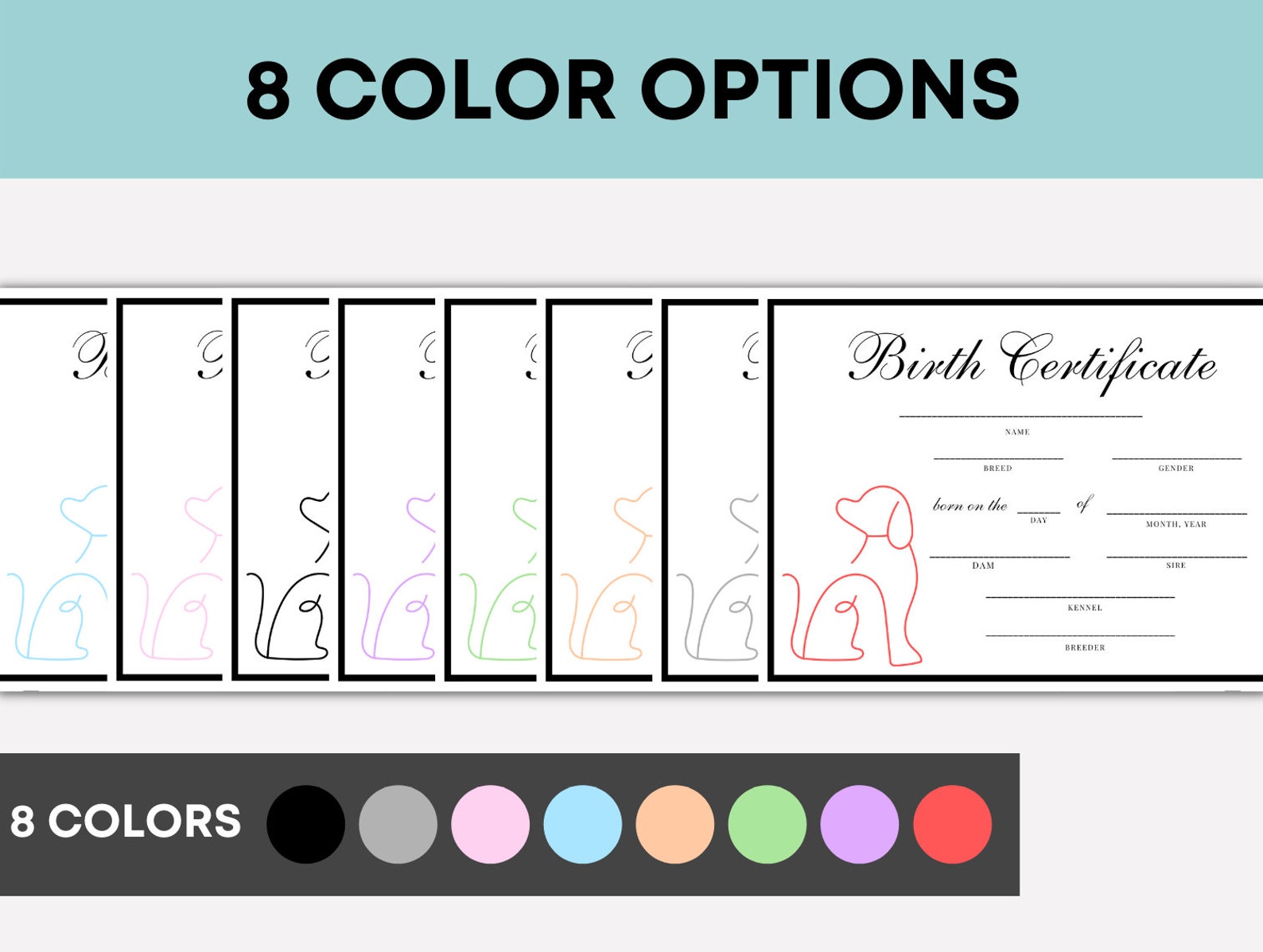 Simple Puppy Birth Certificate Printable, Breeder Birth Form, Dog Birth ...