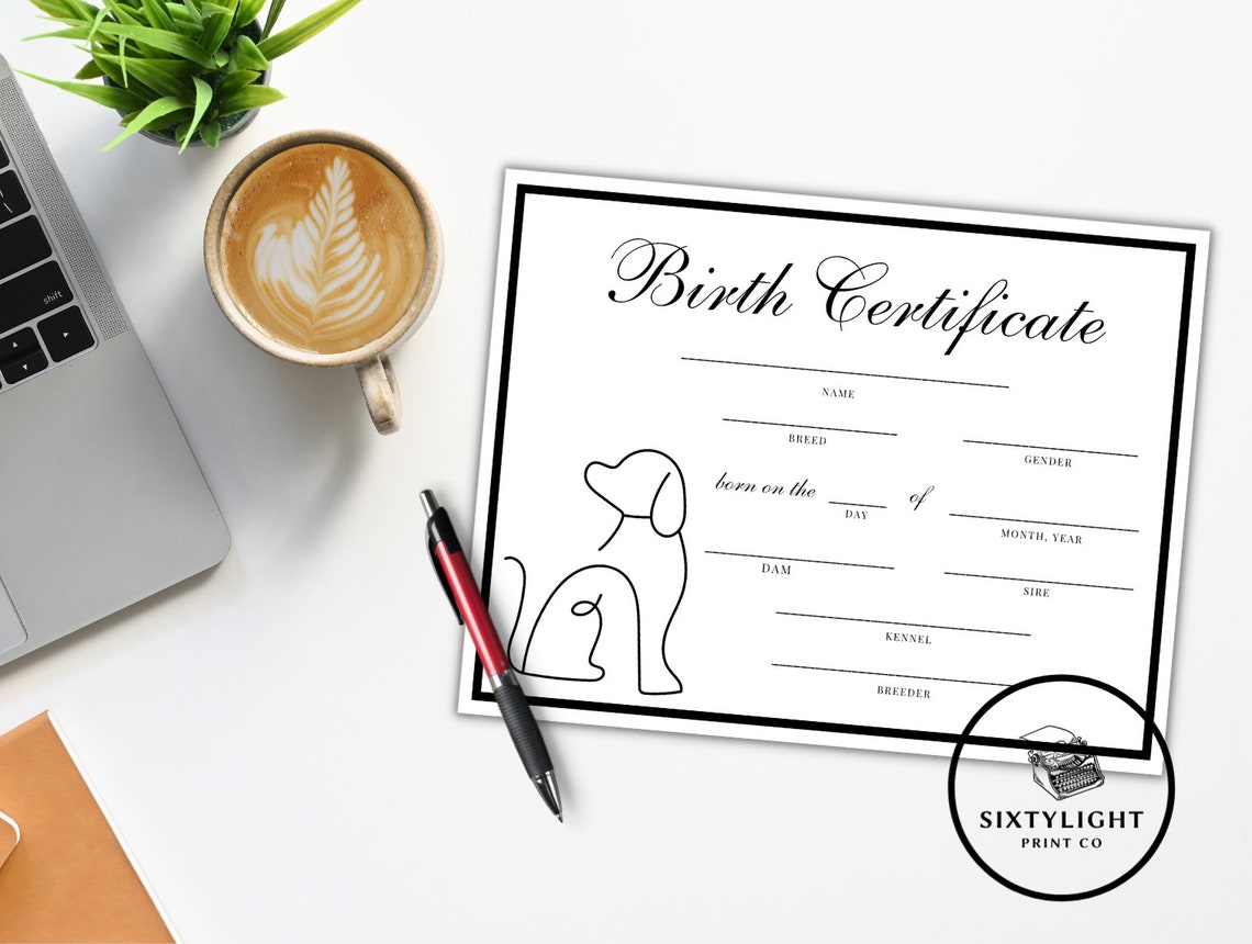 Simple Puppy Birth Certificate Printable, Breeder Birth Form, Dog Birth ...