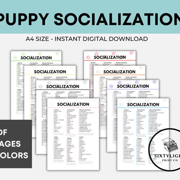 Puppy Socialization Checklist Printable, New Puppy Printable, Dog Profile, Pet Planner, Printable Planner