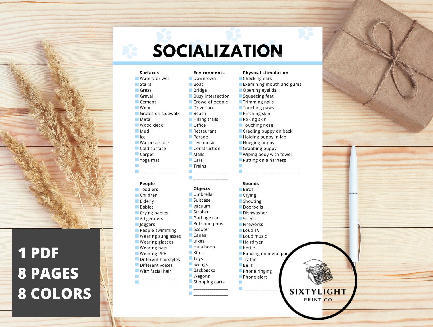 Puppy Socialization Checklist Printable New Puppy Printable | Etsy