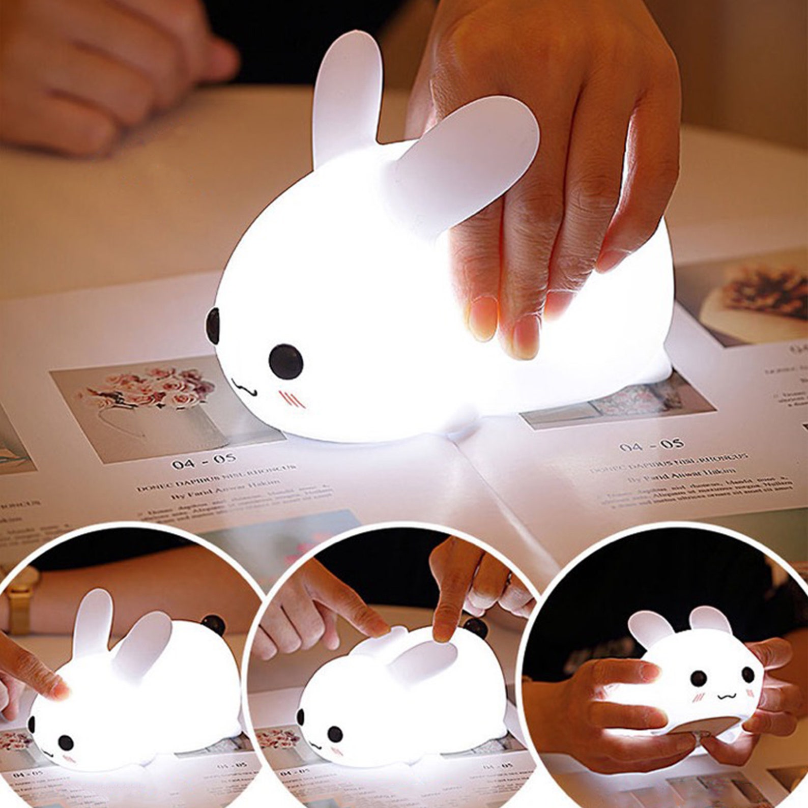 Rabbit silicone Night Lights for Kids Cute Bunny Portable Etsy