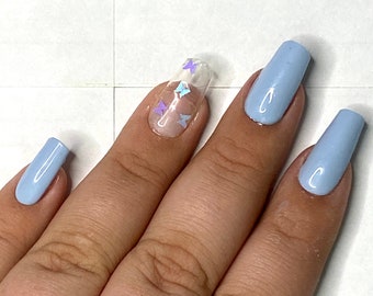 Blue Butterfly Nails Etsy