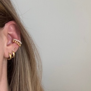 Tour d'oreilles Boucles d'oreilles en perles et perles, bijou d'oreille en plaqué or, veste d'oreille, boucle d'oreille en perle, boucles d'oreilles de demoiselle d'honneur et de mariée