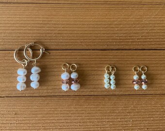 Earring Charms, Pearl + Glass Beaded Earring Charms, Gold + Pearl Earring Charms, Versatile Jewelry Charms