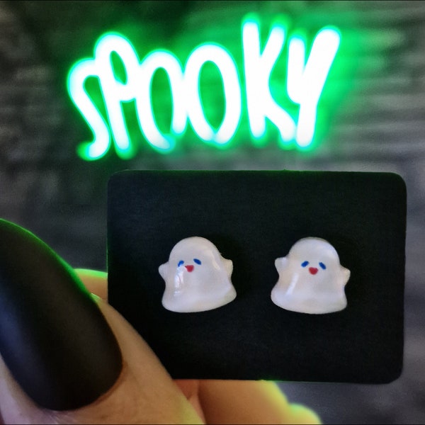 Hypoallergen Edelstahl 304 Spooky Ghost Ohrstecker Halloween 3D Harz Kawaii Ghostie Pastel Goth Schmuck Spoopy Seltsame Ungewöhnliche