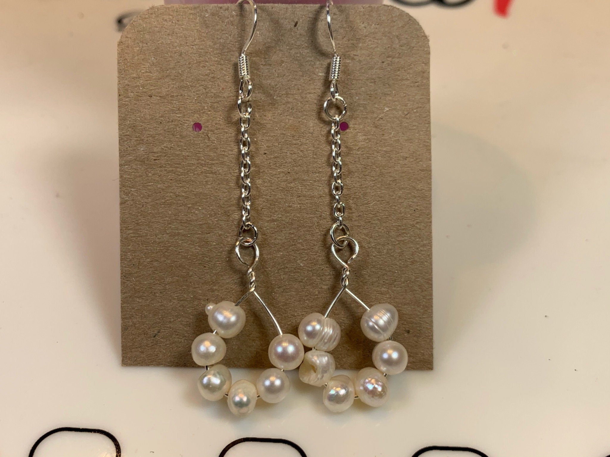 Pearl Dangle Earrings Etsy