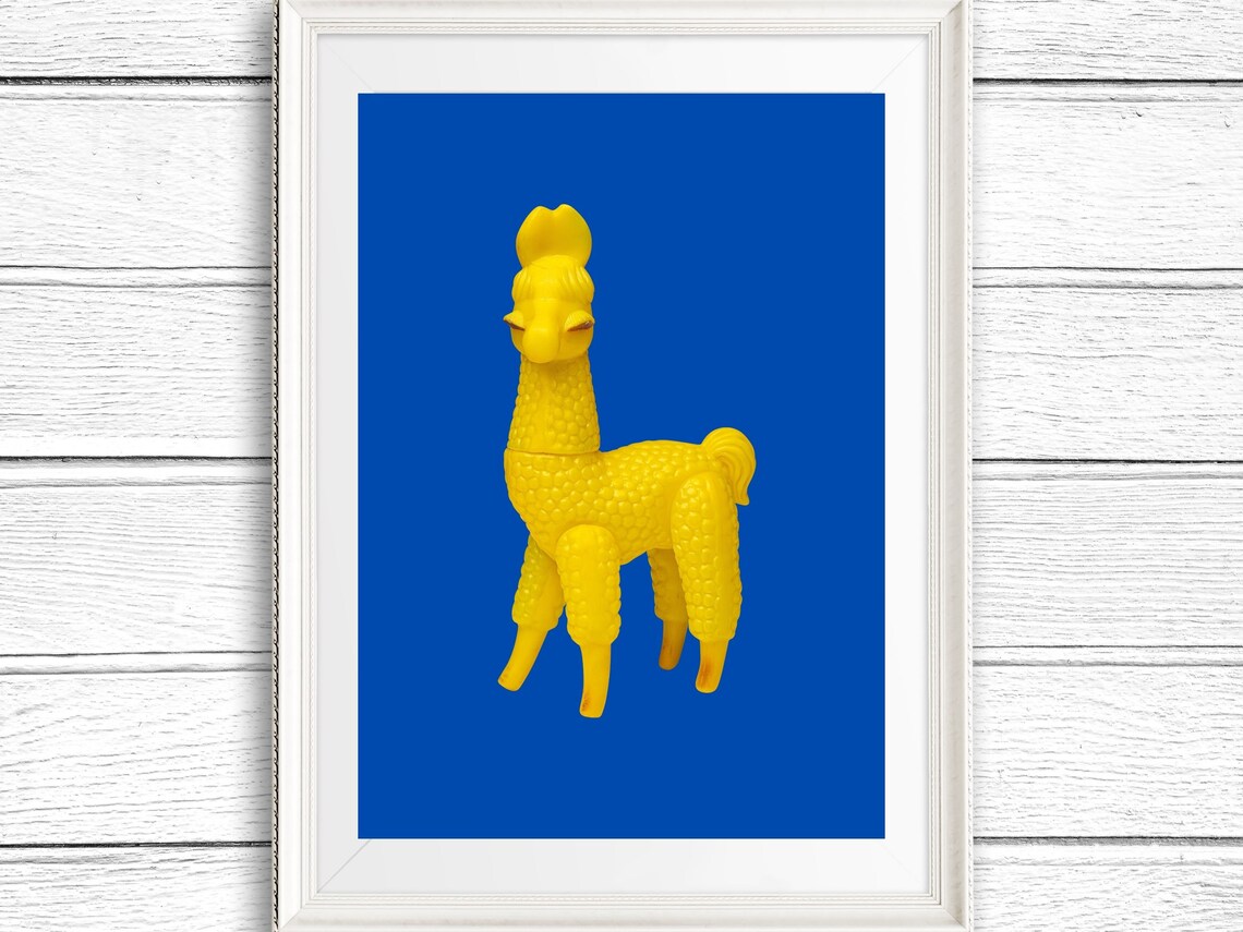 Llama Printable Wall Art / Nursery Wall Art / Vintage Toy / Printable Poster / Blue / Wall Decor ...