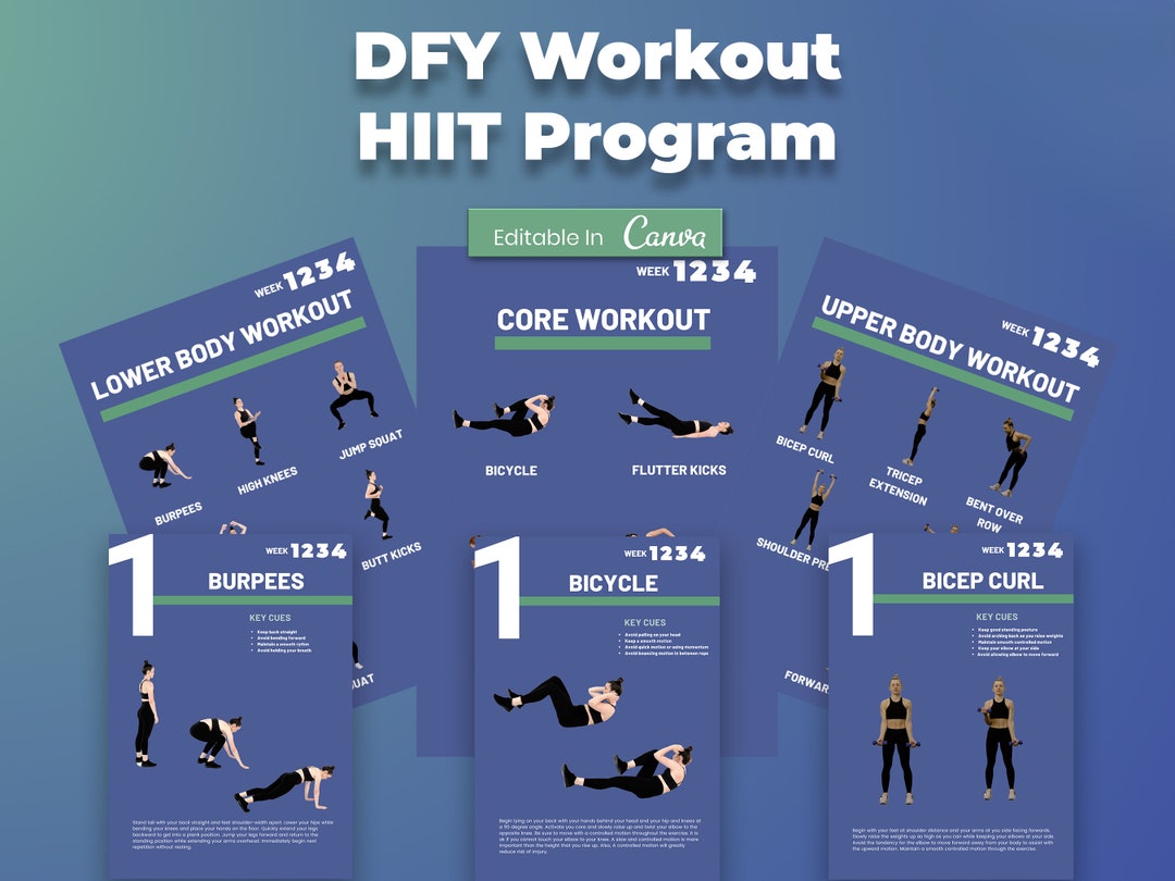 HIIT Workout Program female Canva Editable - Etsy