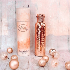 Handcrafted Pure Copper Water Bottle with Jute Sleeve (with Felt Base)