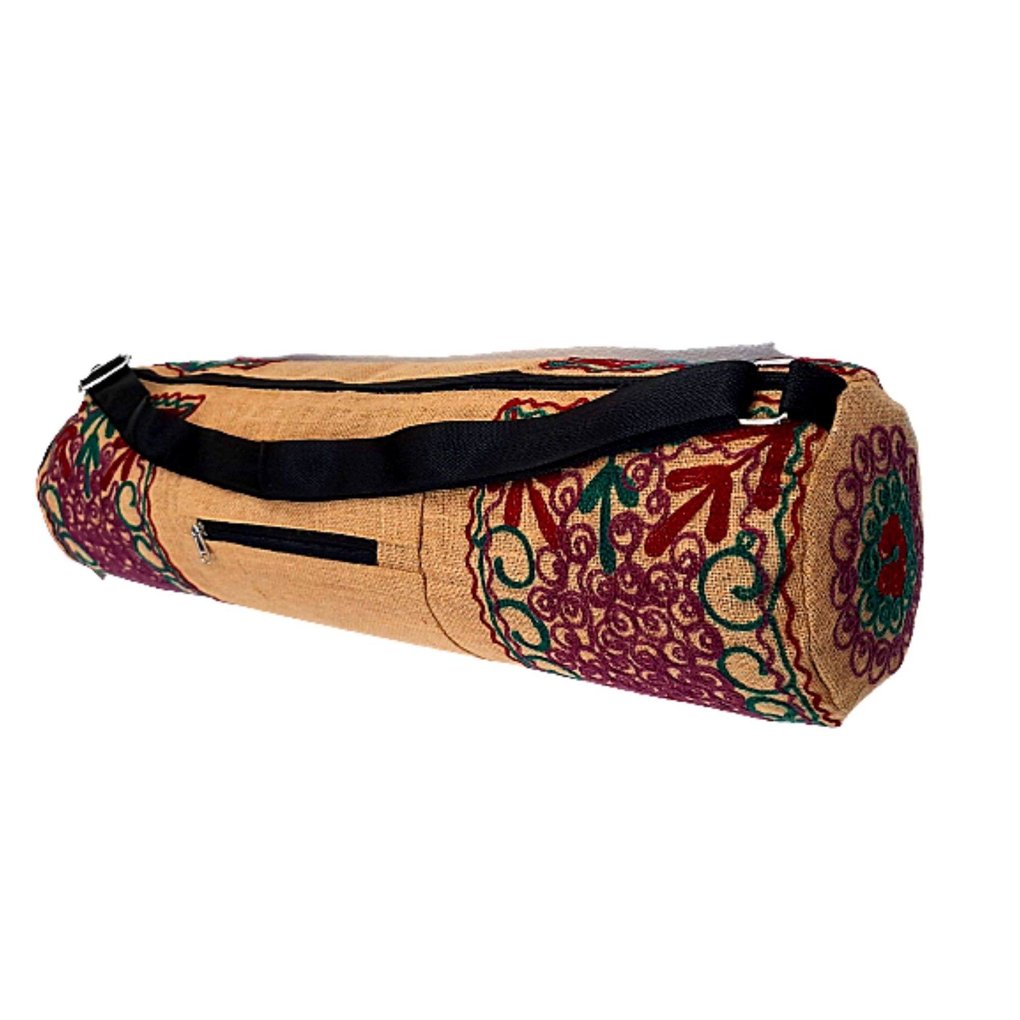 Embroidered Jute Yoga Mat Gear Bag -  India