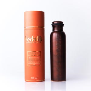 Handcrafted Pure Copper Water Bottle with Jute Bag & Cork Base