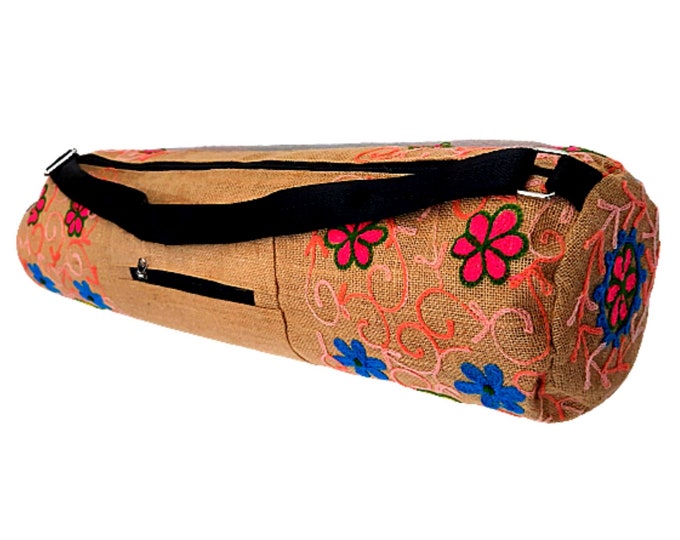 Embroidered Jute Yoga Mat Gear Bags