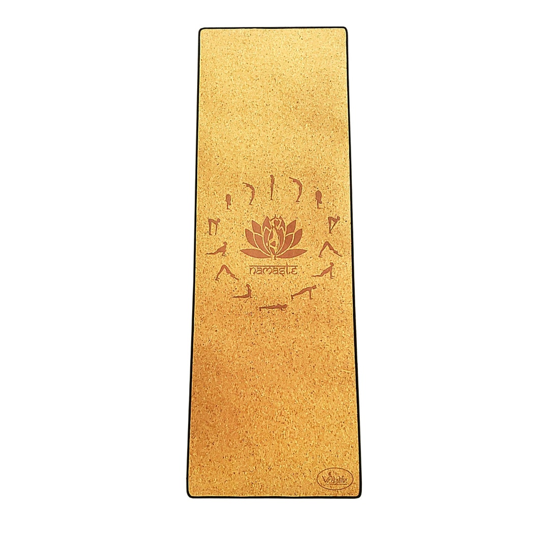 Natural Cork Yoga Mat Wiith Sling and Fabric Border (EVA Base) 5mm ...