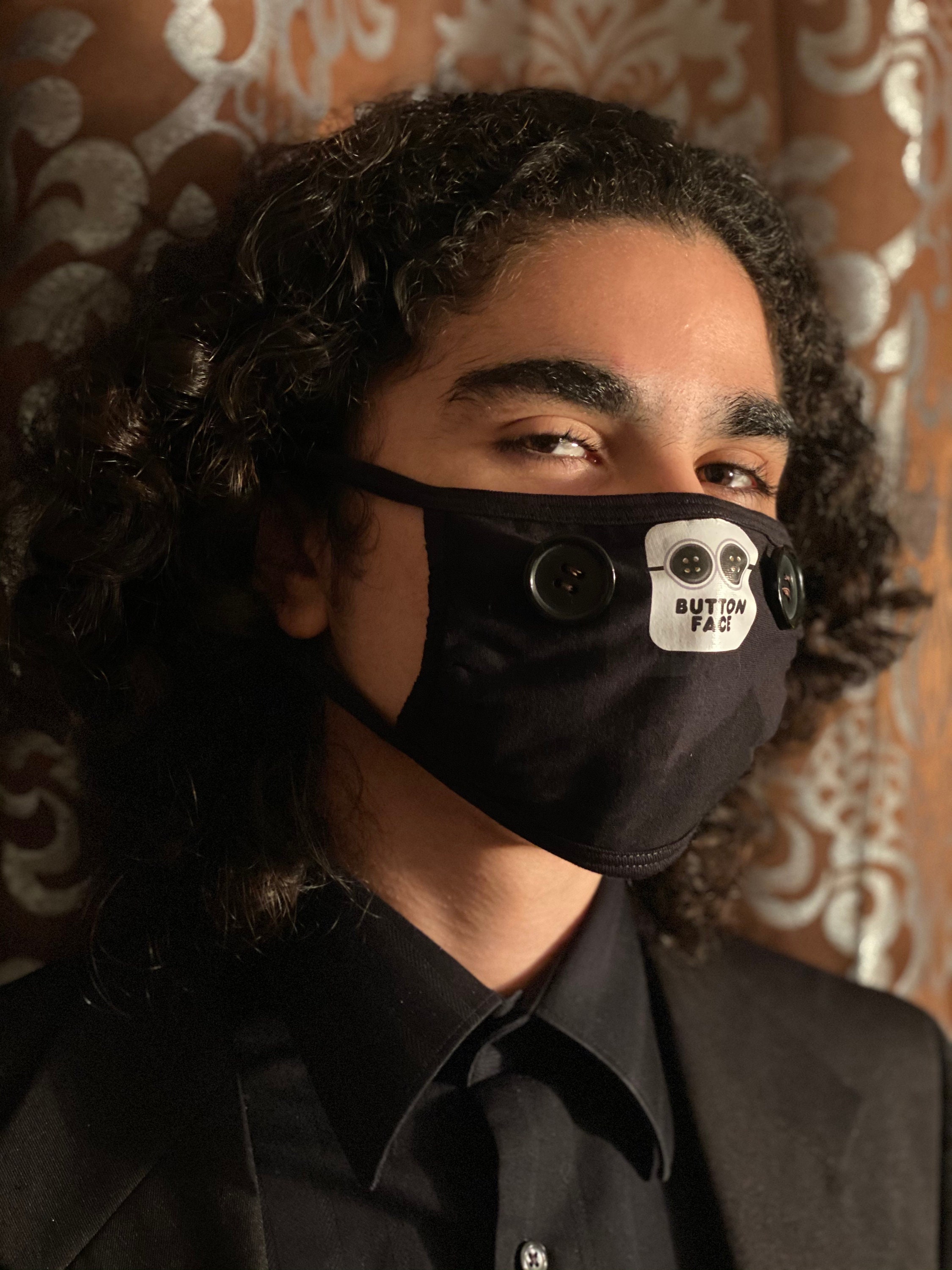 Button Face Masks Black Buttons Etsy