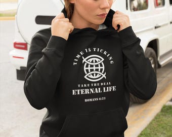 Sweat à capuche de la vie éternelle, Vêtements chrétiens, Sweat à capuche chrétien confessionnel, Sweat à capuche religieux, Vêtements religieux, Cadeau chrétien, Versets de la Bible