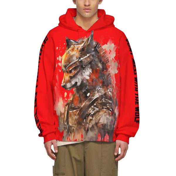 Samurai Wolf Watercolor Hoodie| Wolf hoodie for Men | Wolves Hoodie | Wolf Galaxy Hoodie| Wolf Pullover| Unisex Streetwear| Hoodie Gift Idea