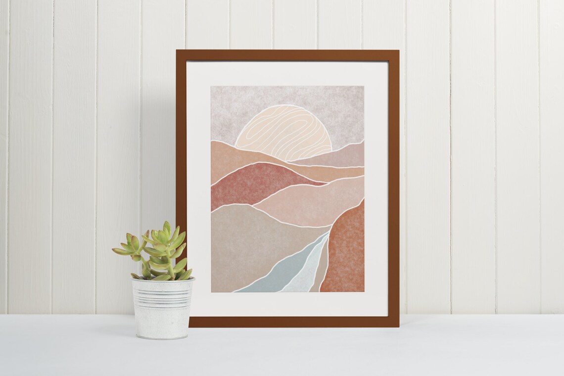 Boho Landscape Wall Art, Boho Printable Wall Art, Boho Decor, Boho