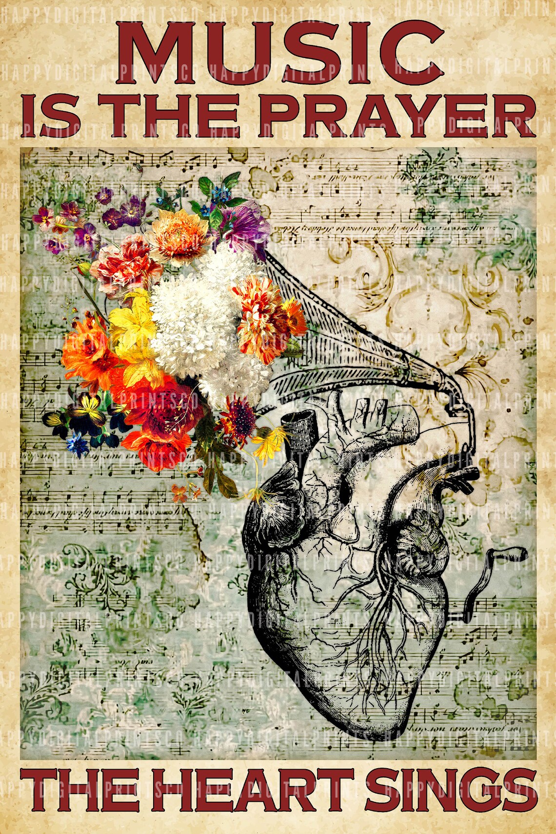 Music Printable Wall Art Retro Music Prints Music Is The Etsy