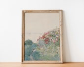 Vintage French Country Cottage Landscape Flower Garden Painting French Antique Oil Painting Farmhouse Painting DIGITAL PRINT Wall Art
