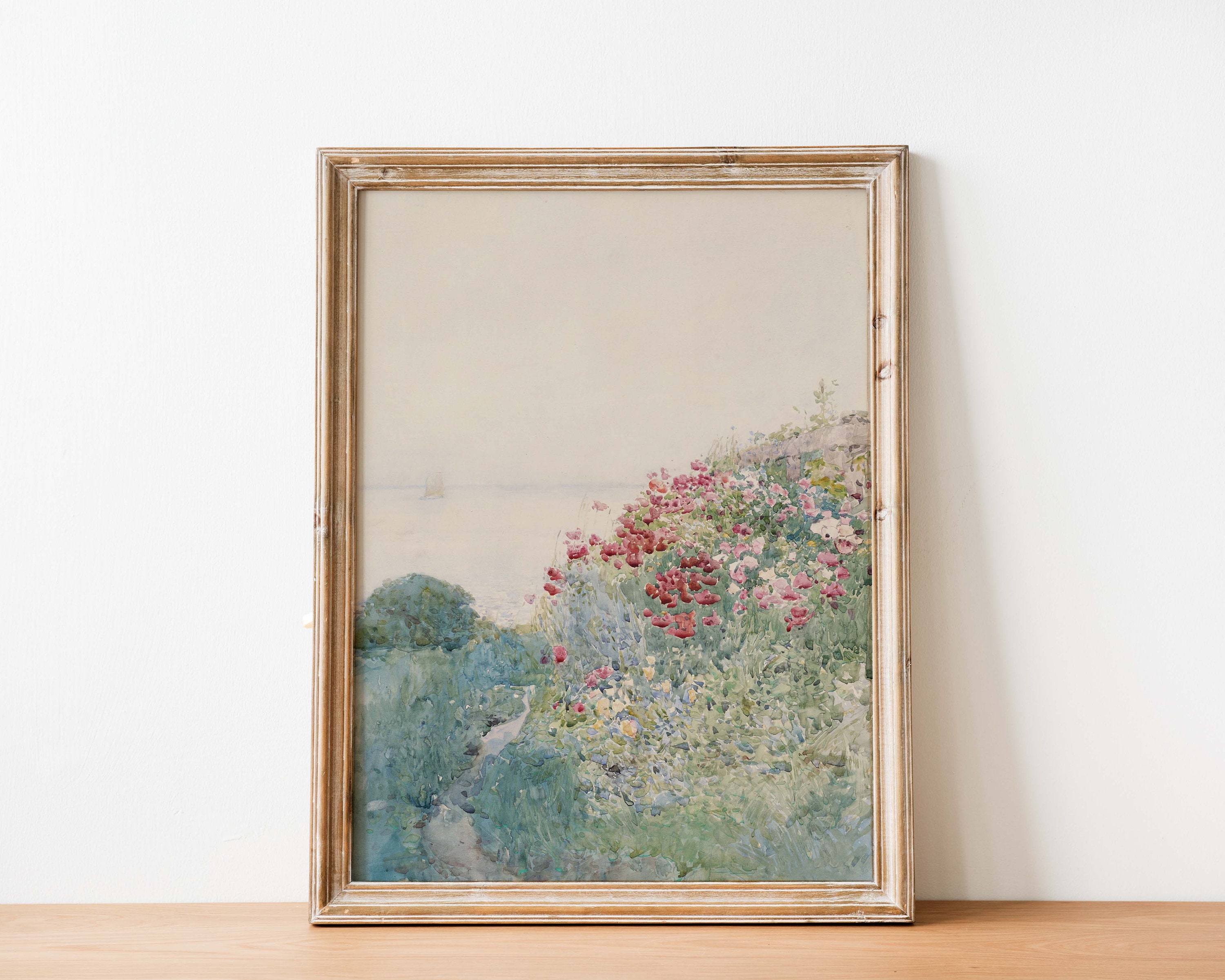 Vintage French Country Cottage Landscape Flower Garden Painting | French Antique Oil Painting | Farmhouse Painting | DIGITAL PRINT Wall Art