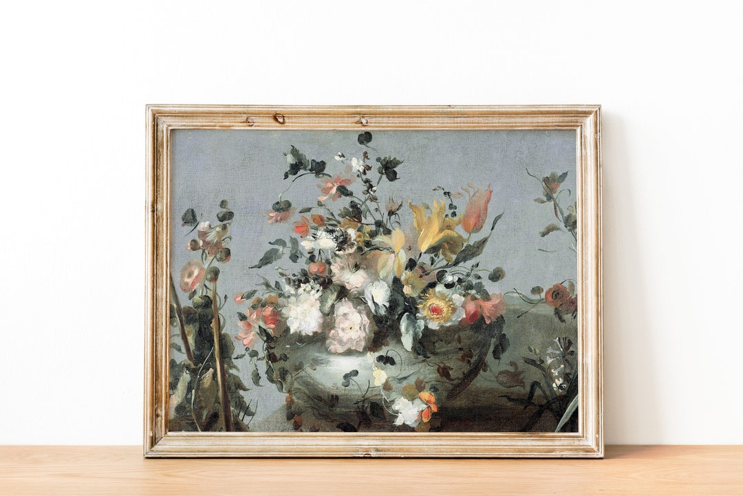 Vintage French Country Cottage Roses Flower Painting | French Antique ...