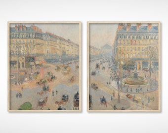 Französisches Paris Antikes Stadtbild Vertikales 2er Set | Vintage Französisch inspirierte Wandkunst | DIGITAL PRINT Wandkunst